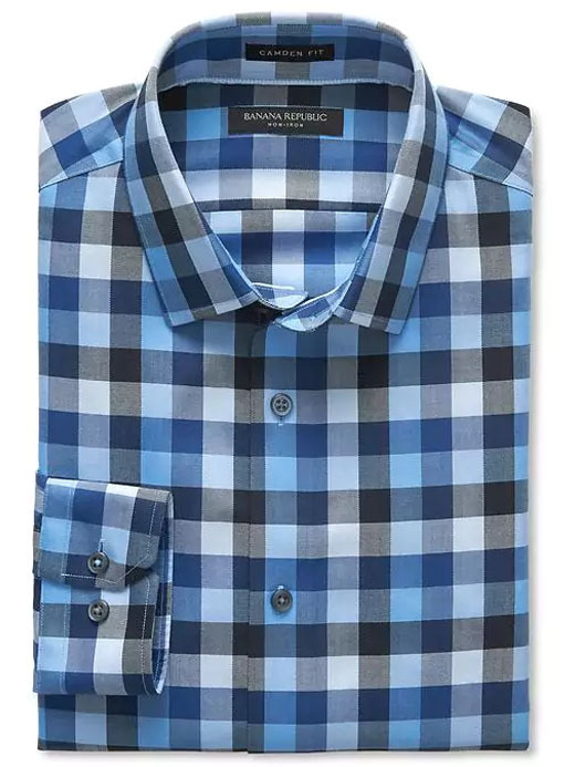NWT Banana Republic New $89.50 Men Camden-Fit Non-Iron Check Shirt