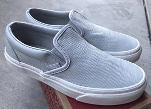 vans glacier grey leather slip ons