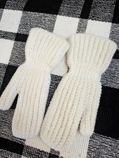Hand Knitted White Mittens