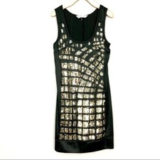 Trina Turk Silk Shift Dress Women’s Size 2 Sequin Front Sleeveless Mini Cocktail