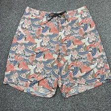 Patagonia Swim Trunks Mens 34 Multicolor Logo Board Shorts Pocket Outdoors Pool