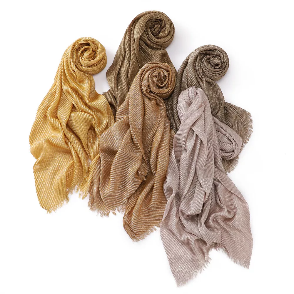 Women's Glitter Scarves Solid Color Large Shawls and Wraps Fringe Scarf Fashion
