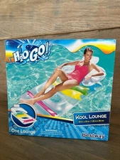 H2OGO! Kool Lounge Inflatable Pool Float 65inX35in-With Back, Head, and Arm Rest