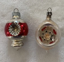 VTG Christmas Shiny Brite Glass Ornaments Double Indent Atomic Reflector