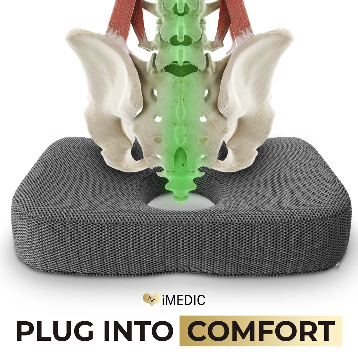 Ciambella Per Sedersi JADE KIT Cuscino Memory Foam - Cuscino Coccige Ortopedico Per Alleviare Cuscino Lombare - Foto 8