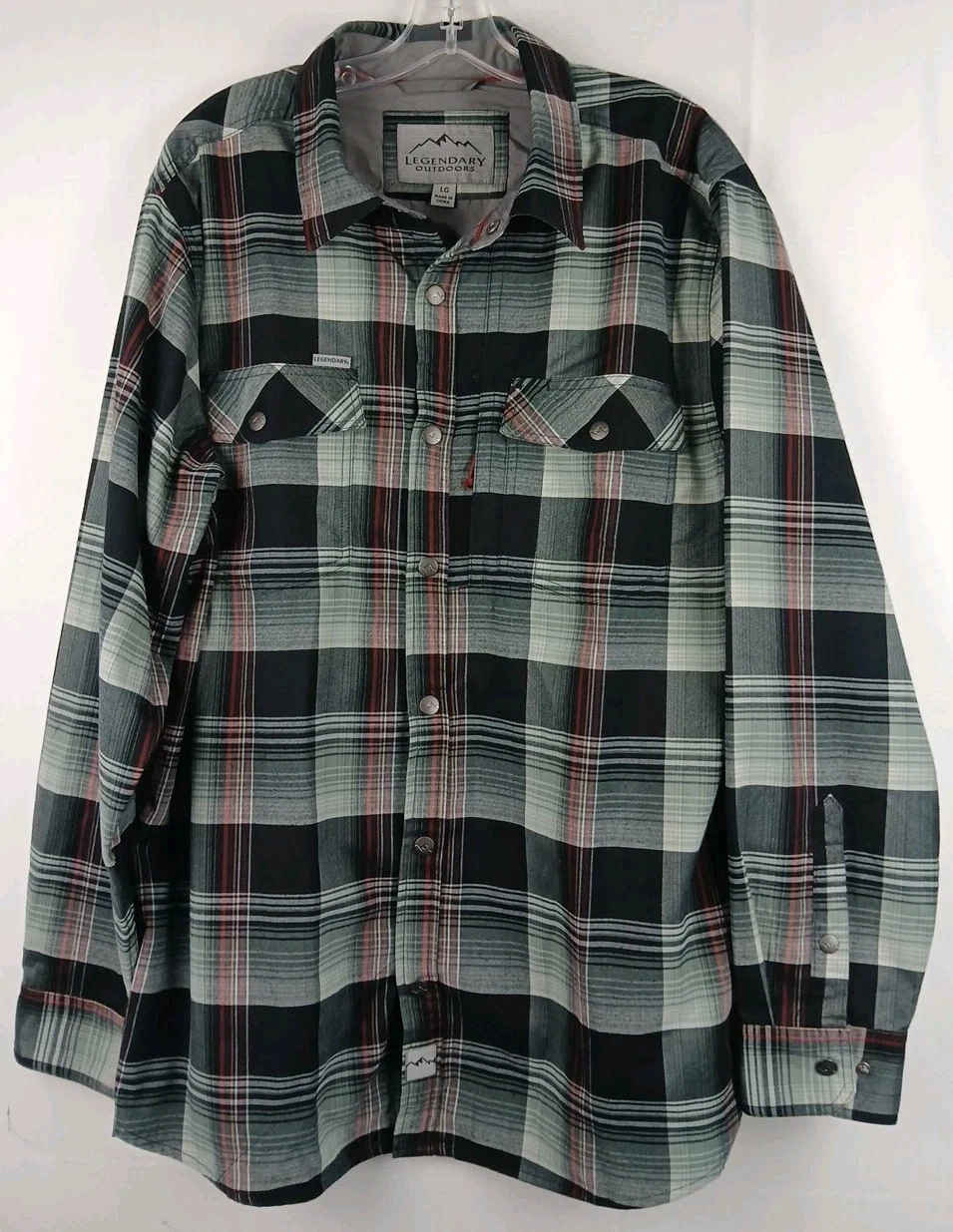 Legendary Outdoors Men’s Large Flannel Shirt Long Sleeve Button Down Plaid
