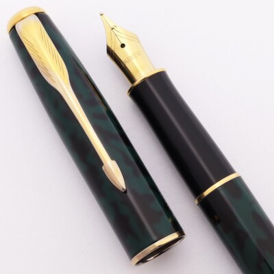 Parker Sonnet Fountain Pen Forest Green & Gold  Fine Pt & Converter In Box *
