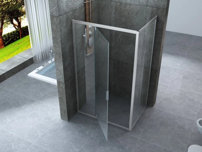 DOCCIABOX Box doccia cristallo 6 mm 2 lati - Fisso piu' porta semi battente Trasparente