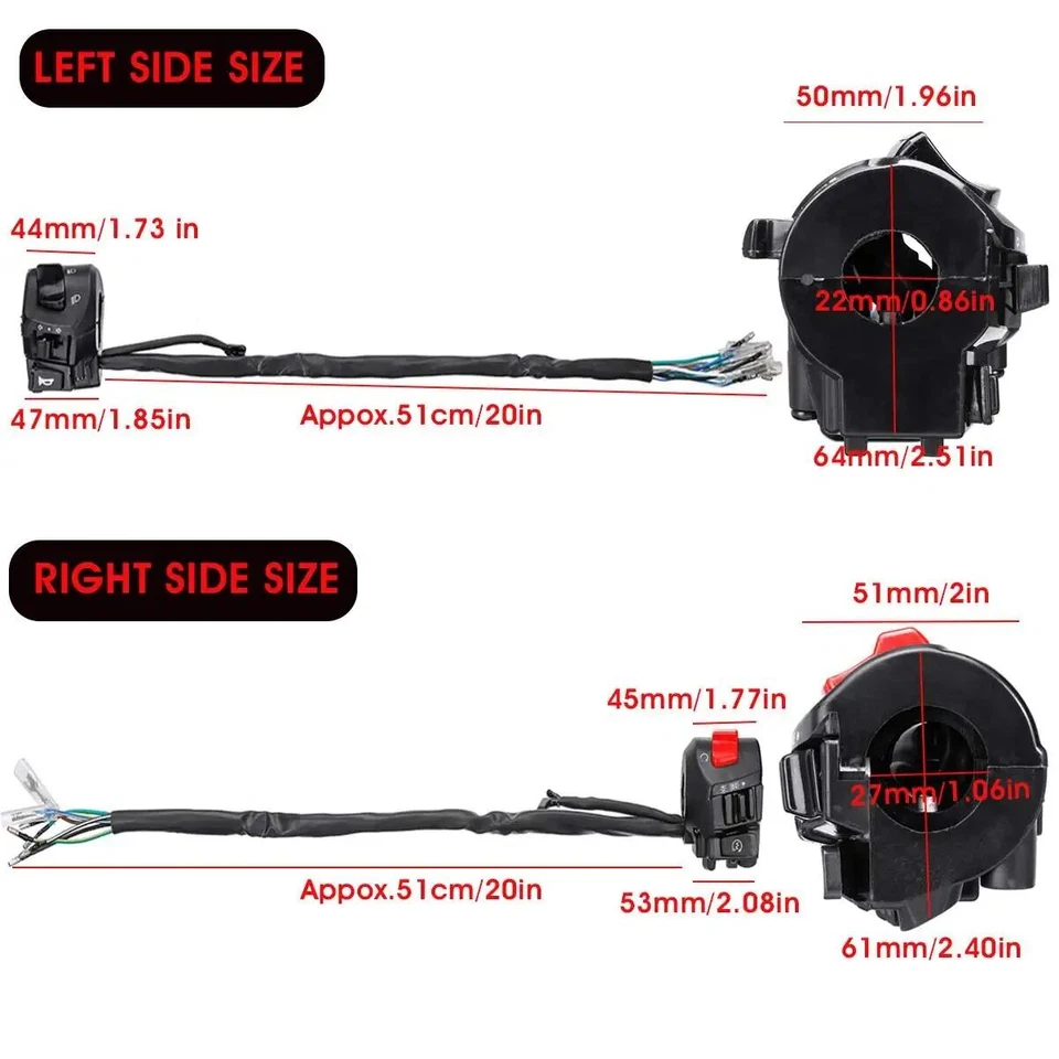 Motorcycle Handle Bar Left Right Horn Turn Signal Electric Start Handlebar Switc - Image 3 of 4