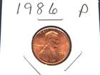 Photo of a 1986-P Lincoln Memorial Cent from an eBay listing that sold on Jul 15, 2026