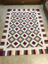 Vintage Patchwork Quilt Multicolor Handmade Hand Sewn 62" x 84" Read