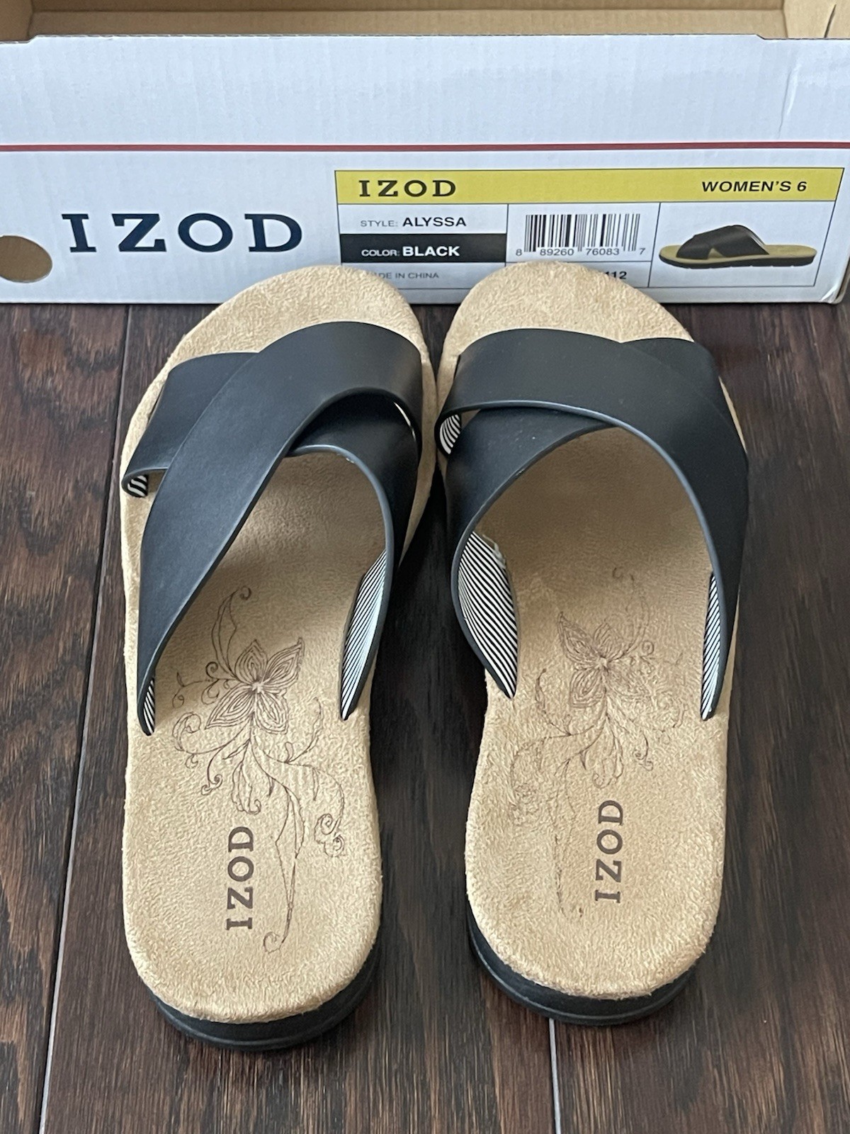 APL IZOD Sandalo Donna Alyssa Strap ~ Nero Donna Taglia 6 NUOVO