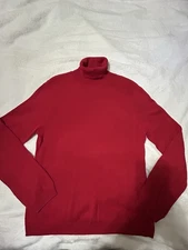 Joan Vaas Women’s Red Turtleneck Long Sleeve Silk & Cashmere Blend Sweater Sz 2