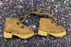 Vintage Pair Wooden/Leather CLOG Doll Shoes Wooden Soles. Leather uppers 3"
