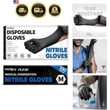 Nitrile Disposable Gloves, 4 Mil Black Powder-Free Latex-Free Food-Safe Glove...