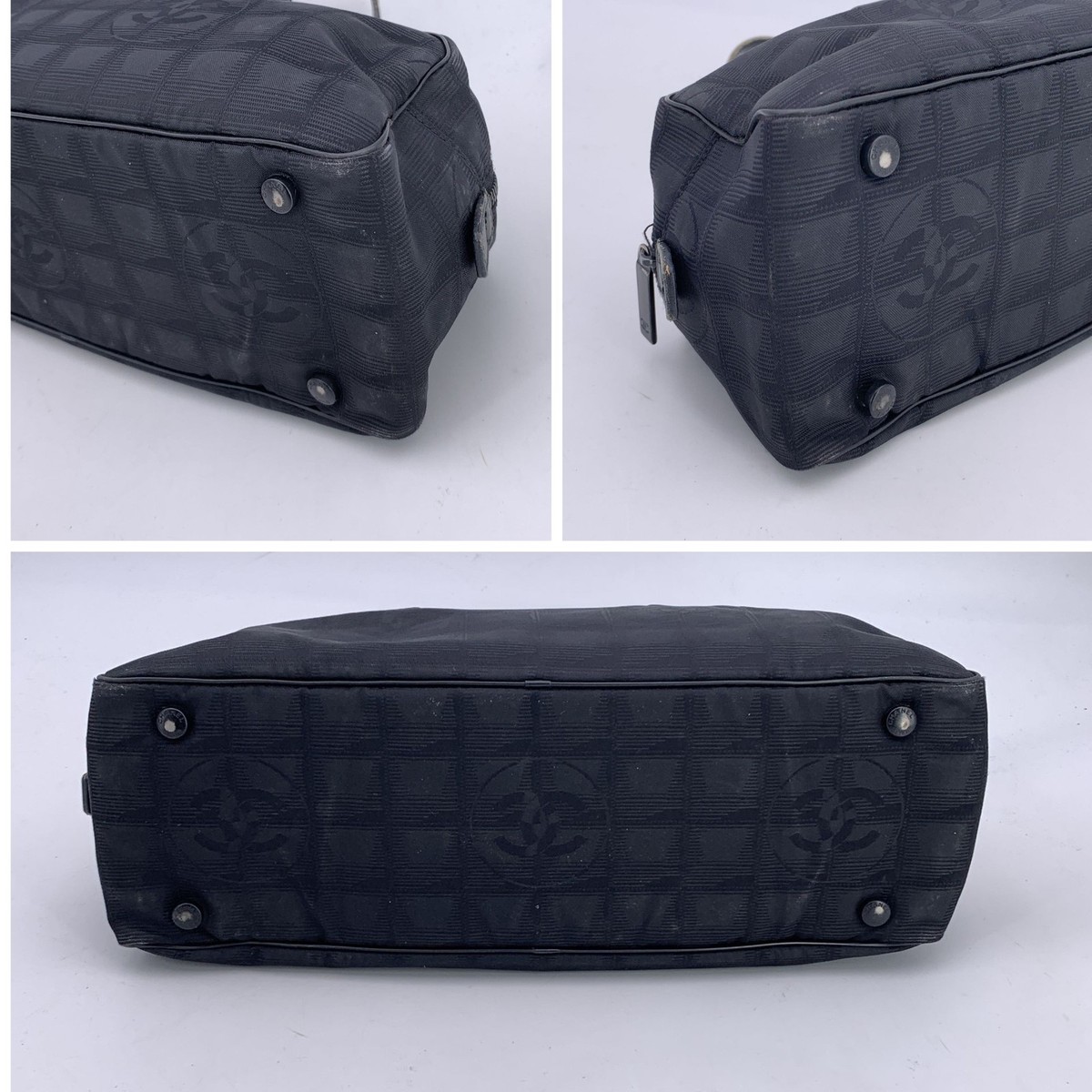 Authentic Chanel Black Nylon Travel Line Bassotto Top Handle