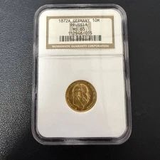 1872A Germany Gold 10 MARK NGC MS-65: PRUSSIA | Scratches on Slab Surface
