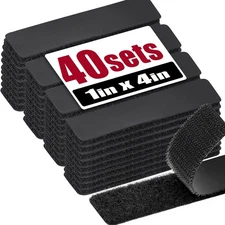 40Sets-1x4 inch Hook&Loop Strips with Adhesive, Black Command Strips with   #366