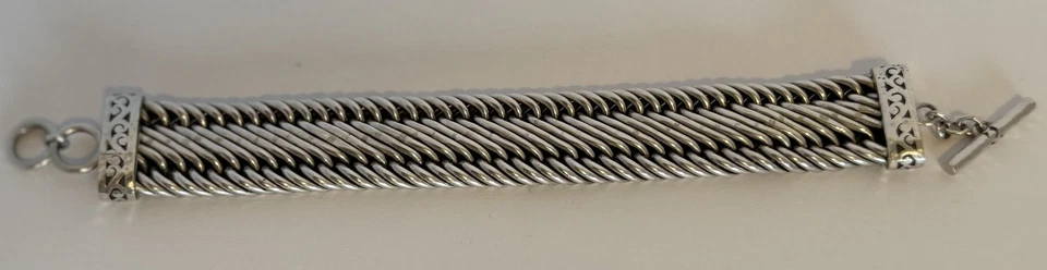 Pulsera tejida a mano de plata de ley 925 Lois Hill con extremos de desplazamiento Lois Hill Foto 3 de 4