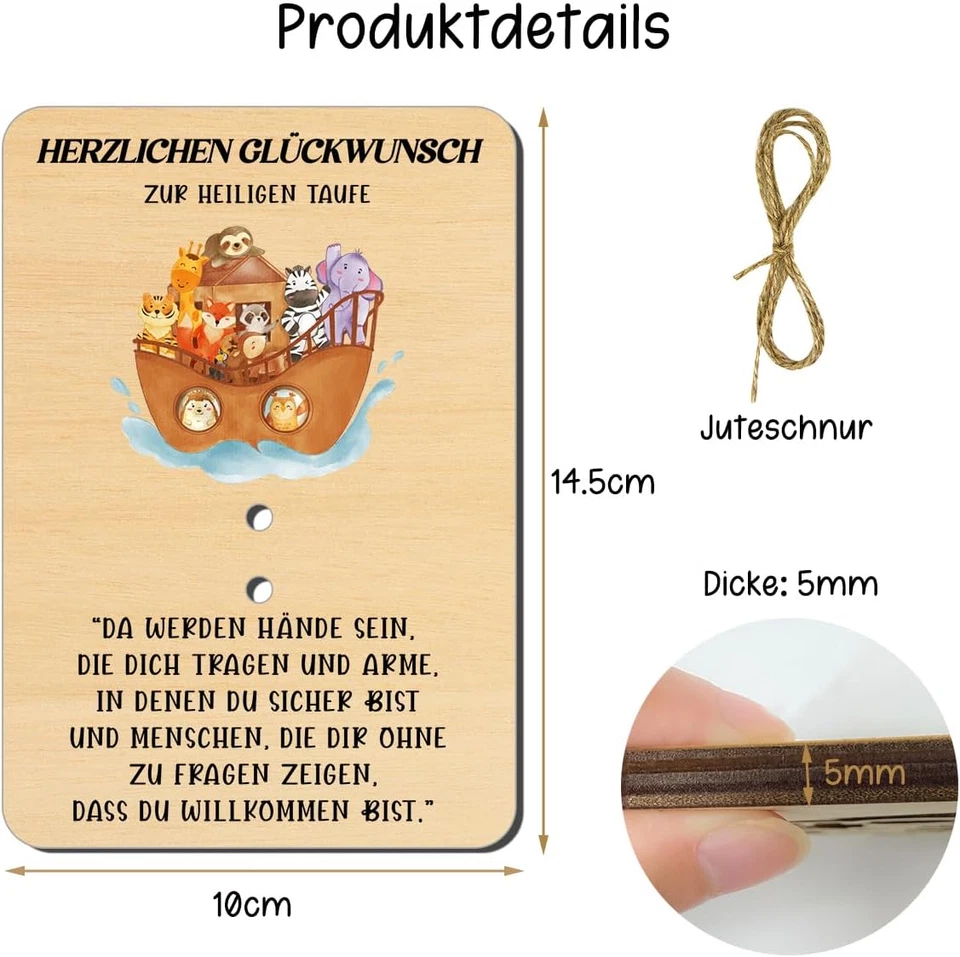 Geldgeschenke zur Taufe - Arche Noah Geschenk aus Holz - Bild 2 von 4
