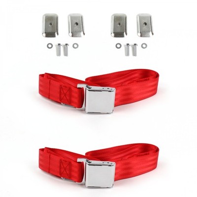 AMC Matador 1971 - 1978 Airplane 2pt Red Belt Kit w/Brackets-2 Belts