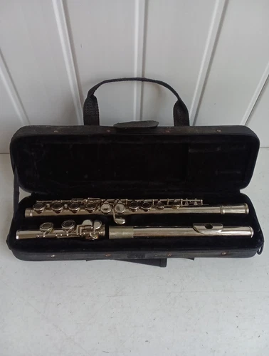 Slade 16 Key Flute Instrument Silver With Cleaning Rod & Hard Case For Repair CH