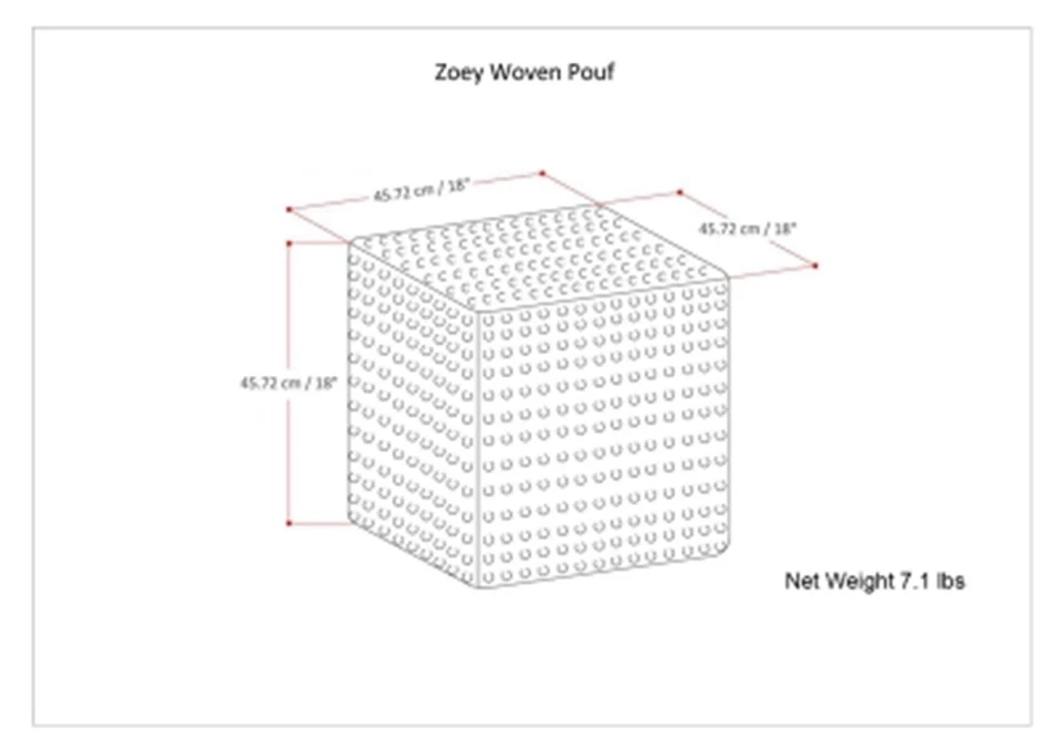 Puf Zoey Boho Cubo Tejido en Algodón Granate y Lana para el Salón, Dormitorio... Foto 4 de 4