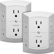 6-Outlet Wall Plug, Six Plug Outlet Adapter, Multiple 6 Way Wall Plug Extender f