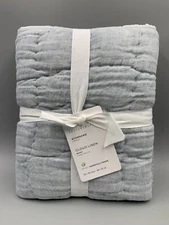 Pottery Barn Handcrafted Cloud Linen Quilted Sham Standard Chambray #G401A