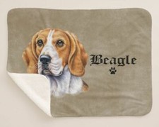 Beagle Dog Breed Profile Art Brown Sherpa Fleece Throw Blanket - 3 Sizes