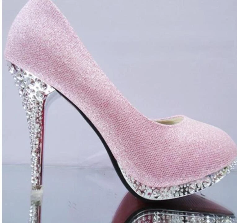 7Color Gorgeous Wedding Bridal Evening Party Crystal High Heels Women Shoes BJ54 - Image 2 of 4