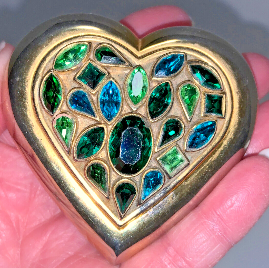 Vintage YSL Yves Saint Laurent Paris Crystal Green Jeweled