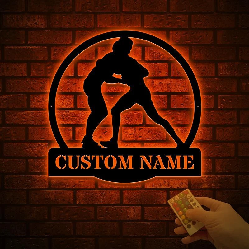 Arte de pared de metal deportivo de lucha libre personalizado con luces LED, letrero de lucha libre Foto 4 de 4