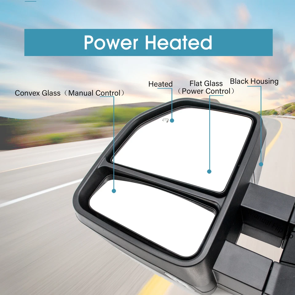 Espejos retrovisores de remolque intermitente eléctrico para Ford F250 F350 F450 F550 2002-2008 SD LH RH Foto 2 de 4