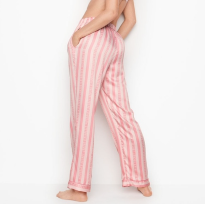 VICTORIA'S SECRET WOMEN'S SATIN LOUNGE PINK STRIPED PAJAMA PANT Sz