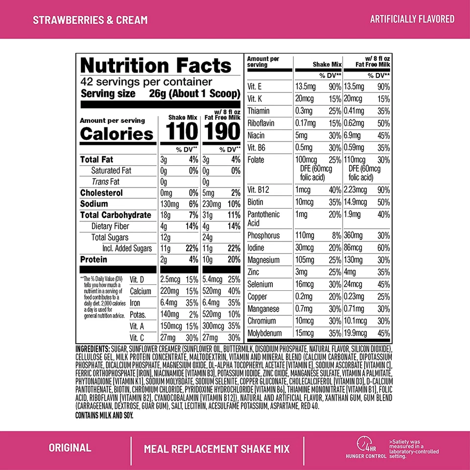 SlimFast Meal Replacement Powder Original Strawberries & Cream Weight Loss Sh... - Image 4 of 4