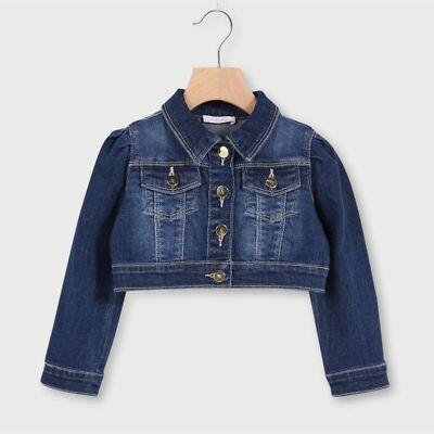 LIU JO Giubbotto bambina denim jeans corto cotone stretch due