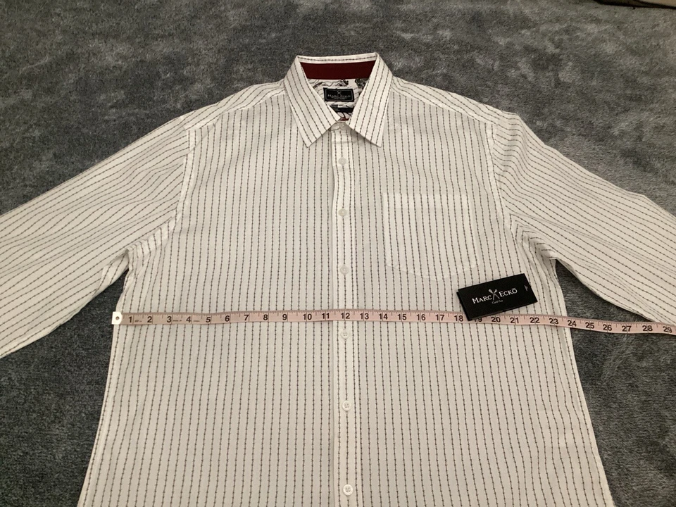 Camisa Marc Ecko Para Hombre XL Cuello Abotonado Manga Larga Rayas Foto 3 de 4