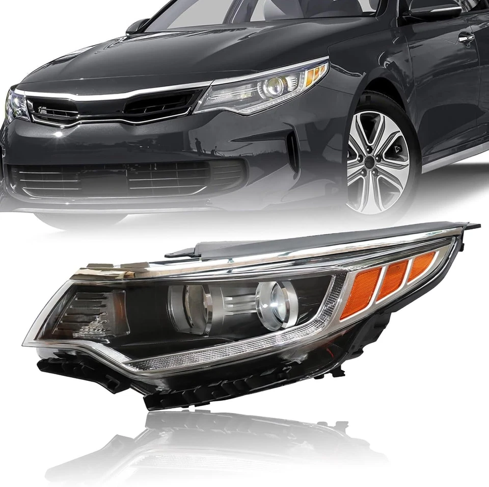 Faro negro para Kia Optima 2016-2018 con par de luces diurnas LED IZQUIERDA+DERECHA Foto 3 de 4