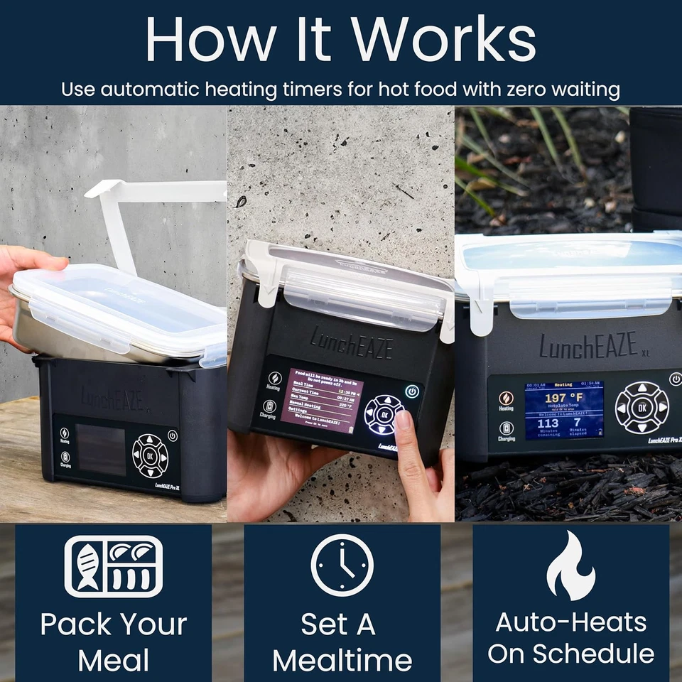 Pro Cordless Heated Lunchbox – Battery-Powered, 4-Cup Capacity, 220°F Max, Autom - Image 3 of 4