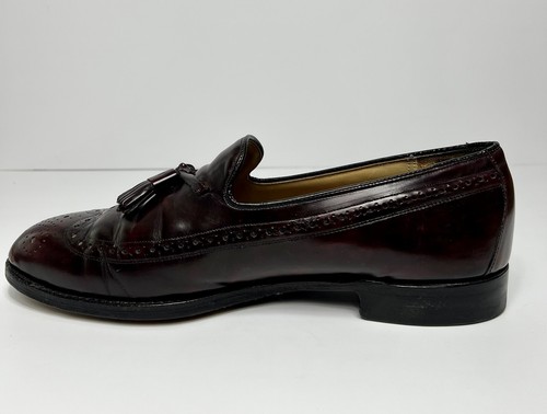 Johnston Murphy Aristocraft Brogue Wingtip Tassel Loafer Burgundy Leather 10 3E - Picture 7 of 9