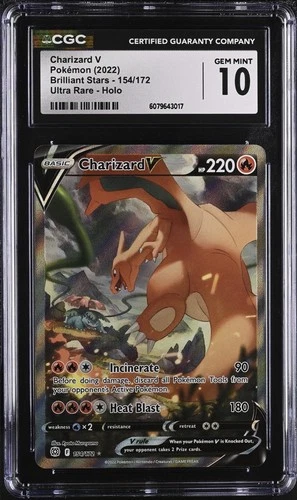 2022 Pokemon TCG Charizard V Alt Art 154/172 CGC 10 GEM MINT Brilliant Stars