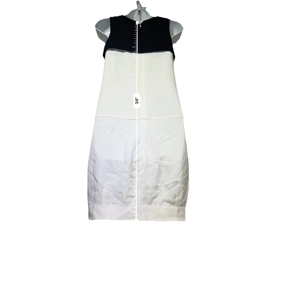 Vestido Poleci Negro Blanco Sin Mangas Arrugas Texturizado Talla 0 Foto 3 de 4