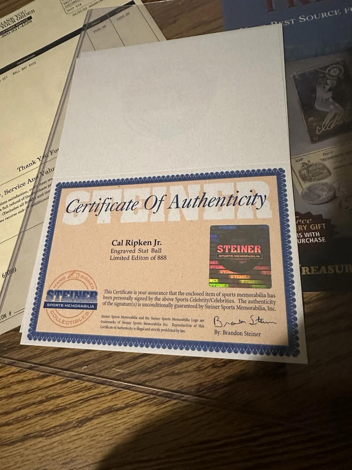 Cal Ripken Jr AUTOGRAPH BAT & BALL SET Bat/108 & Final Game Baseball /888 COAS - Image 4 of 4