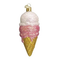 Old World Christmas Blown Glass Ornament for Christmas Tree, Ice Cream Cone