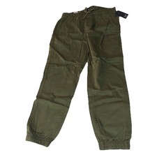 Gap Women's Elastic Waistband Twill Jogger Pants With Pockets Green Medium