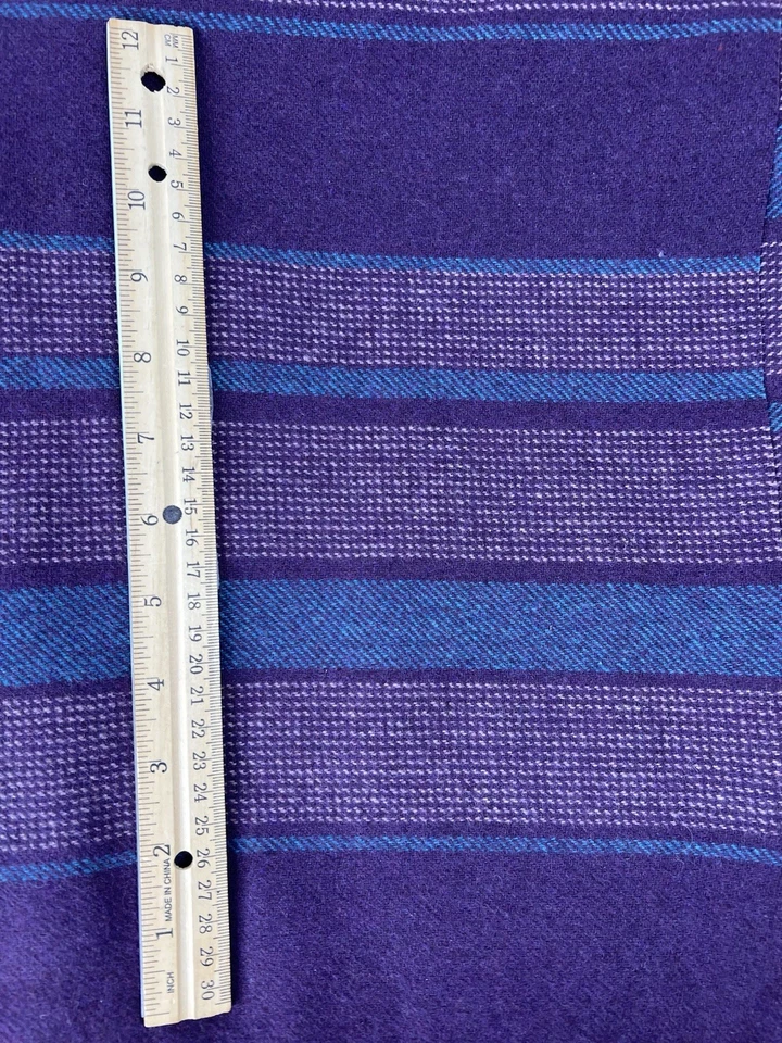 Purple Blue Stripe Textured Woven Wool Like Fabric 2.75 Yards 58" Directional - Image 3 of 3