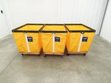 Uline Vinyl Basket Truck Cart Hopper 18 Bushel Yellow 38x26x30" 600lbs Lot of 3
