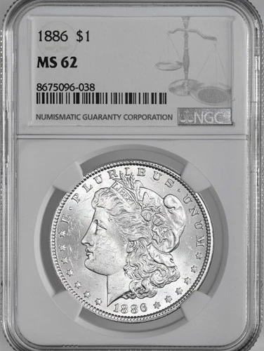 1886-P  $1  MORGAN SILVER DOLLAR  "PHILADELPHIA"  NGC MS62  #8675096-038