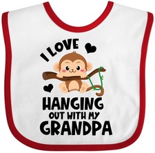Inktastic Monkey I Love Hanging Out With My Grandpa Baby Bib Sibling Adorable